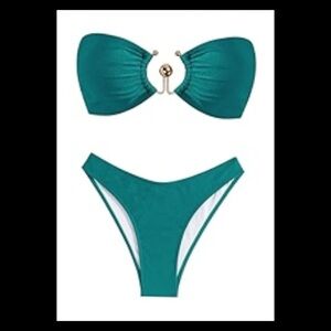 NWT Turquoise bikini with gold hardware